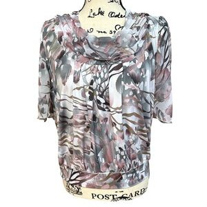 Silky Soft Blouse with Round Neckline Size 48 Fits M